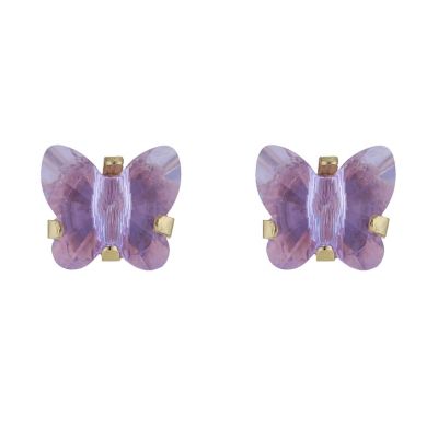 9ct Yellow Gold Lilac Cubic Zirconia Butterfly