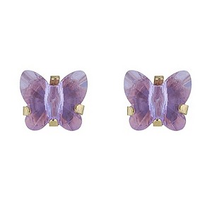 9ct Yellow Gold Lilac Cubic Zirconia Butterfly