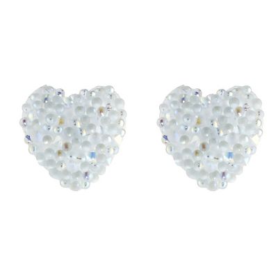 H Samuel 9ct White Gold White Crystal Heart Stud Earrings