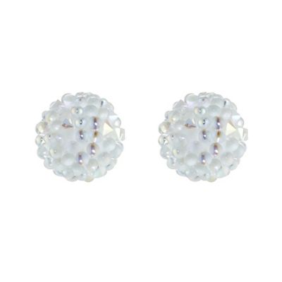 9ct White Gold White Crystal Ball Stud Earrings