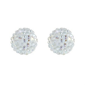 Sugar Crystals 9ct White Gold White Crystal Ball Stud Earrings