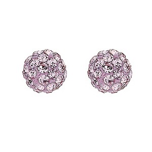 9ct White Gold Baby Pink Crystal Ball Stud