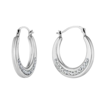 Unbranded 9ct White Gold Crystal Creoles
