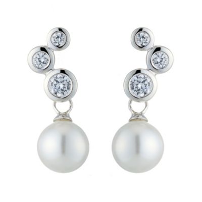 sterling Silver Cubic Zirconia and Freshwater