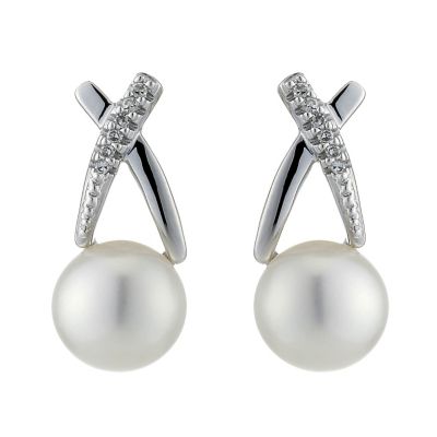 Silver & Cultured Freshwater Pearl Earrings - Product number 8406162