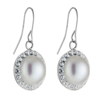 Unbranded 9ct White Gold Crystal and Freshwater Pearl Drop