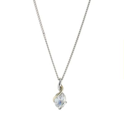 Silver and 9ct Gold Oval Cubic Zirconia Twist Pendant - Product number 8406529