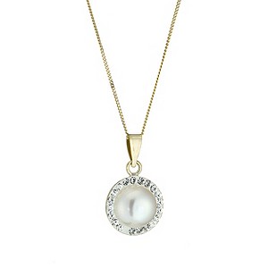 9ct Gold Cultured Freshwater Pearl and Crystal
