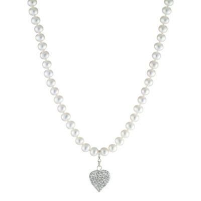 Sterling Silver Freshwater Pearl Heart Charm