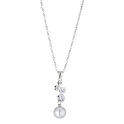 Sterling Silver Freshwater Pearl and Crystal