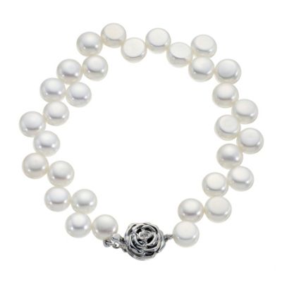 sterling Silver Rose Clasp Freshwater Pearl