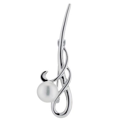 Silver 8mm Cultured Freshwater Pearl Brooch - Product number 8406839