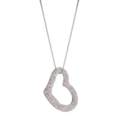... Crystals 9ct White Gold Pink Crystal Open Heart Pendant product image