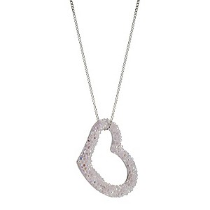 9ct White Gold Pink Crystal Open Heart Pendant