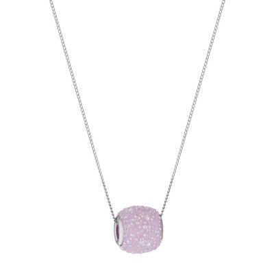 9ct White Gold Pink Sugar Crystal Slider Pendant