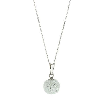 9ct White Gold White Crystal Ball Pendant