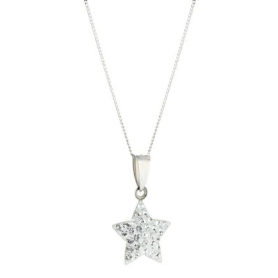 9ct White Gold Crystal Star Pendant