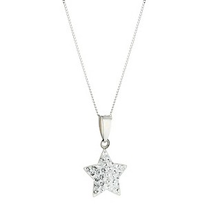9ct White Gold Crystal Star Pendant