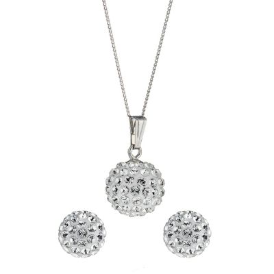 Evoke 9ct White Gold Crystal Ball Pendant and Earrings Set - Product ...