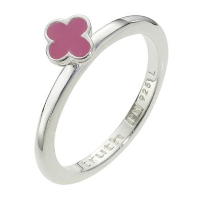 Clique Sterling Silver Pink Flower Ring -