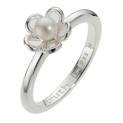 Truth Clique Sterling Silver Pearl Flower Ring -