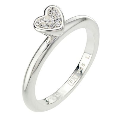 Truth Clique Sterling Silver Crystal Cluster Heart Ring - Size P - Product number 8407975