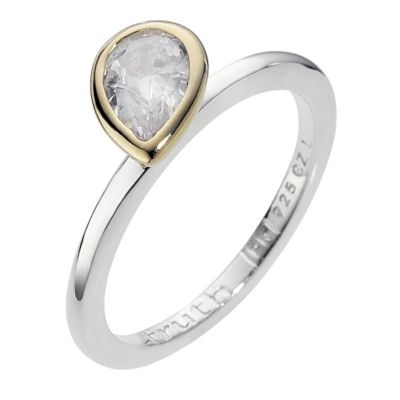 Truth Clique Silver Gold Plated Cubic Zirconia Ring - Size L