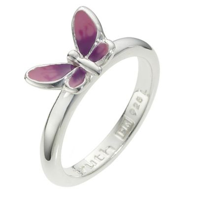 Truth Clique Sterling Silver Enamel Butterfly Ring - Size P