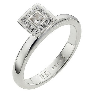 Truth Clique Sterling Silver Square Crystal Ring
