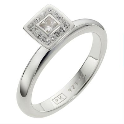 Truth Clique Sterling Silver Square Crystal Ring - Size N - Product number 8408416