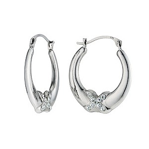 9ct White Gold Crystal Kiss Creole Earrings9ct White Gold Crystal Kiss Creole Earrings