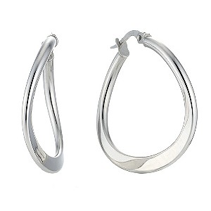 9ct White Gold Flat Round Creole Earrings