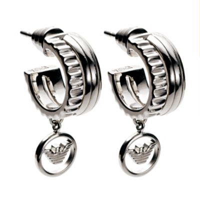 Emporio Armani ladies' sterling silver logo charm earrings - Product number 8412278