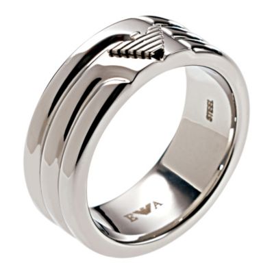 Emporio Armani men's stainless steel eagle panel ring - Product number 8412618