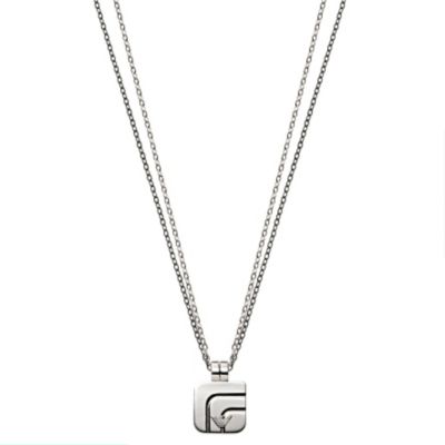 Emporio Armani stainless steel double chain logo pendant - Product number 8412634