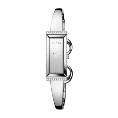 Gucci G-Frame ladies' diamond set silver dial bangle watch