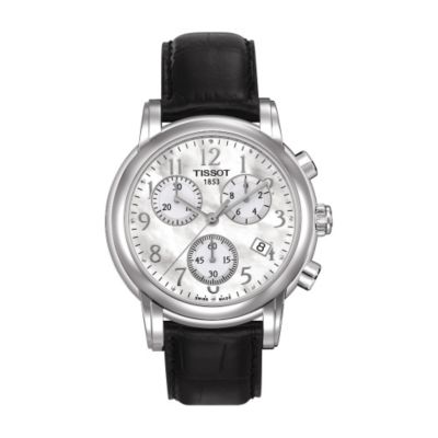 Tissot Dress Sport ladies' mother of pearl dial black strap watch - Product number 8419310