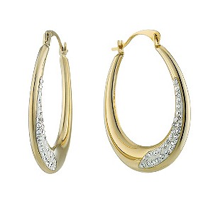 H Samuel 9ct Gold Half Crystal Set Creole Earrings