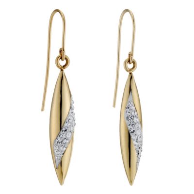 9ct Yellow Gold Crystal Drop Earrings