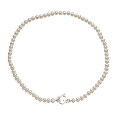 Silver T-Bar Pearl Necklace