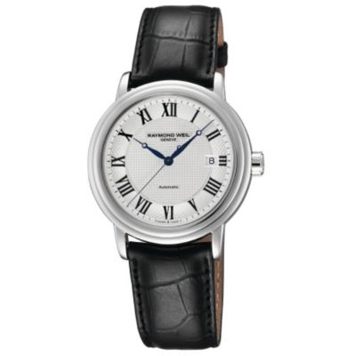 Raymond Weil silver dial black strap watch