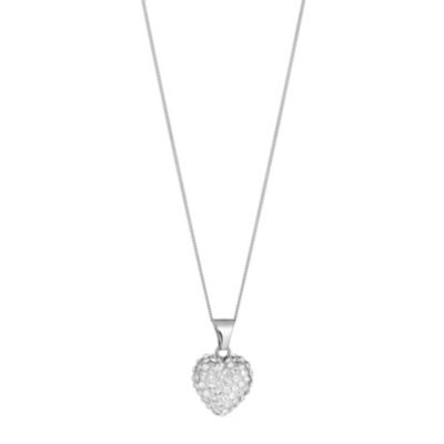 9ct White Gold Crystal Heart Pendant