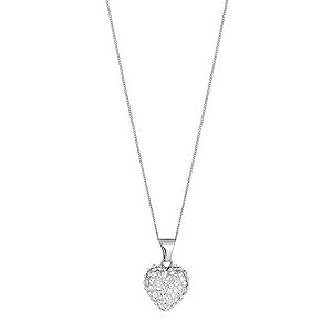 9ct White Gold Crystal Heart Pendant
