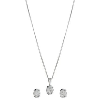 9ct white gold quarter carat diamond jewellery set