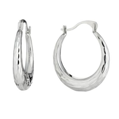 9ct White Gold Diamond Cut 18mm Creoles - Product number 8424608