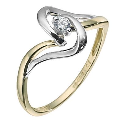 9ct Gold Two Tone Cubic Zirconia Twist Ring - Product number 8426686