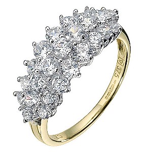 9ct Yellow Gold Cubic Zirconia Cluster Ring