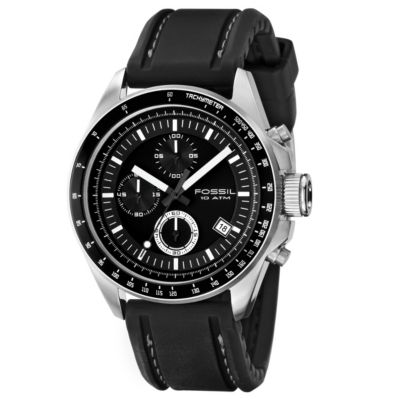 Fossil Decker Men's Black Rubber Strap Watch