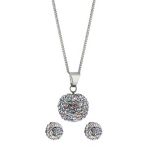 The Glitter Collection Sterling Silver Crystal Ball Pendant and