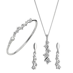 sterling Silver Cubic Zirconia Pendant, Bangle